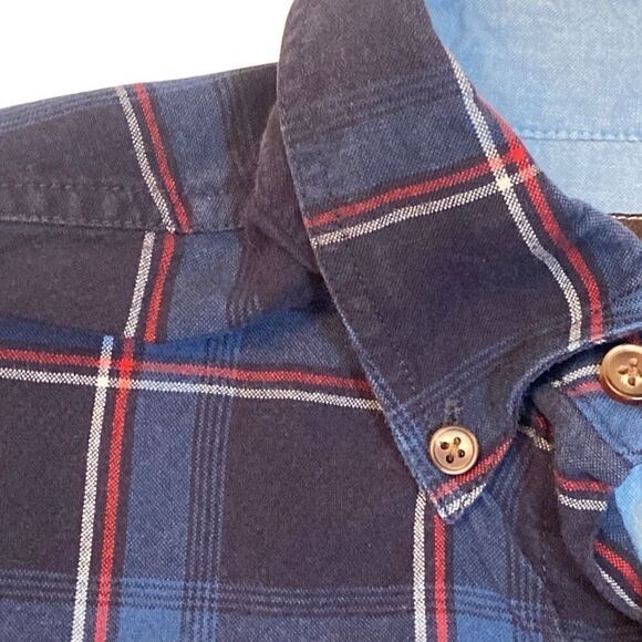 Bit & Bridle Navy Red Plaid Long Sleeve Button Up Shirt Men Size Medium - Picture 6 of 11